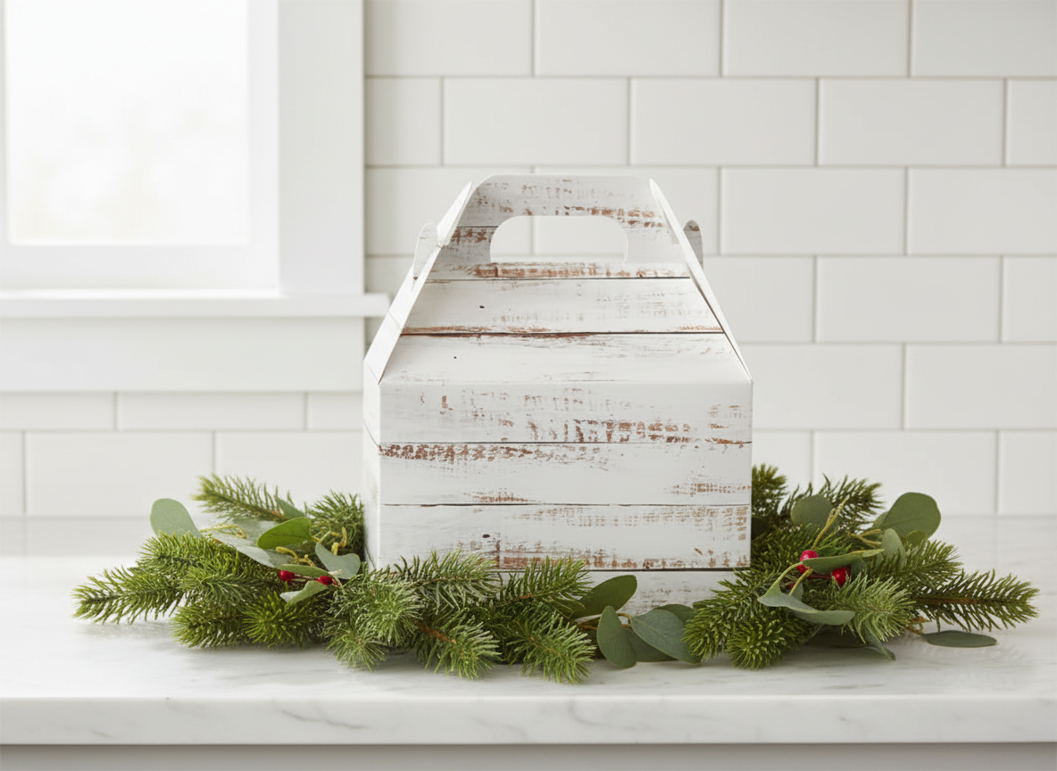 Large White Gable Box on Counter