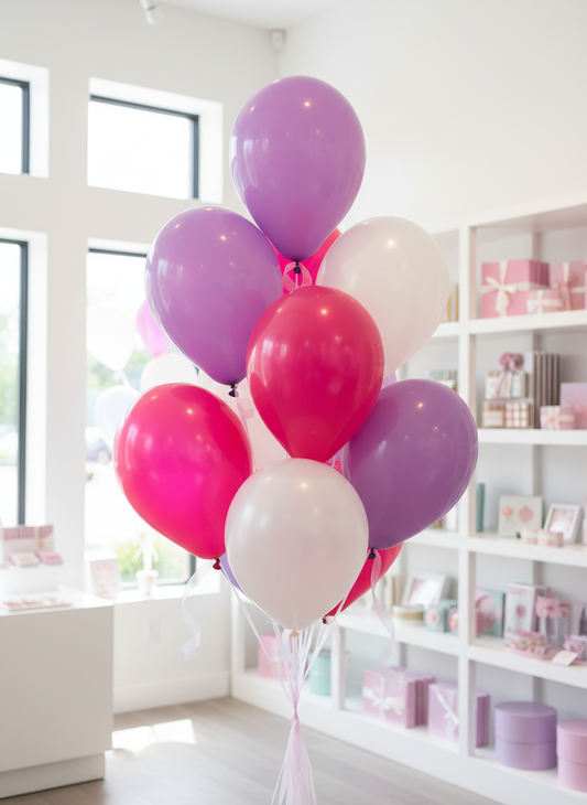 Lavender, Lilac, Fuchsia and White Pearl Balloon Bouquet - Bright