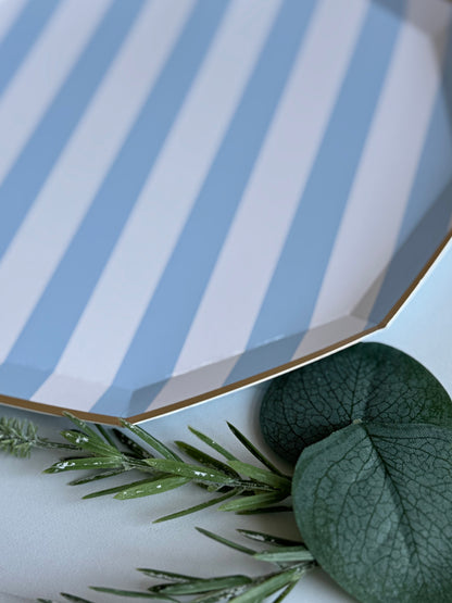 Sky Blue Cabana Stripe Paper Plates