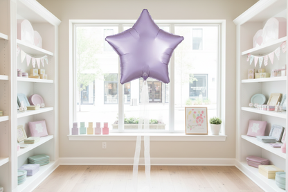 Lilac star balloon in elegant party shop