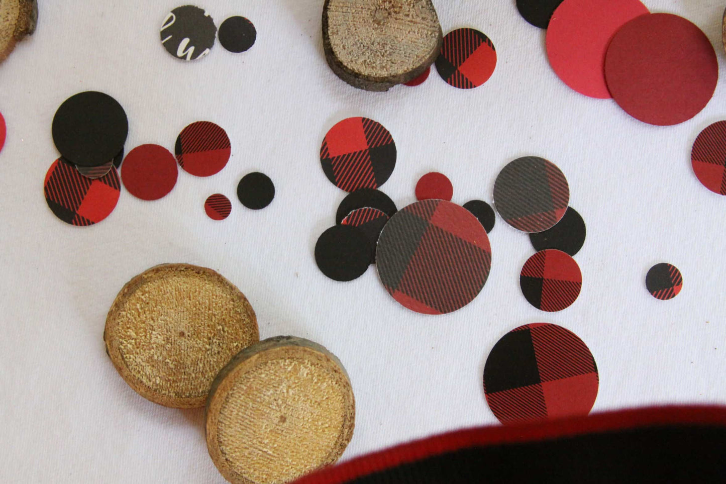 Lumberjack party confetti perfect for a baby shower or birthday