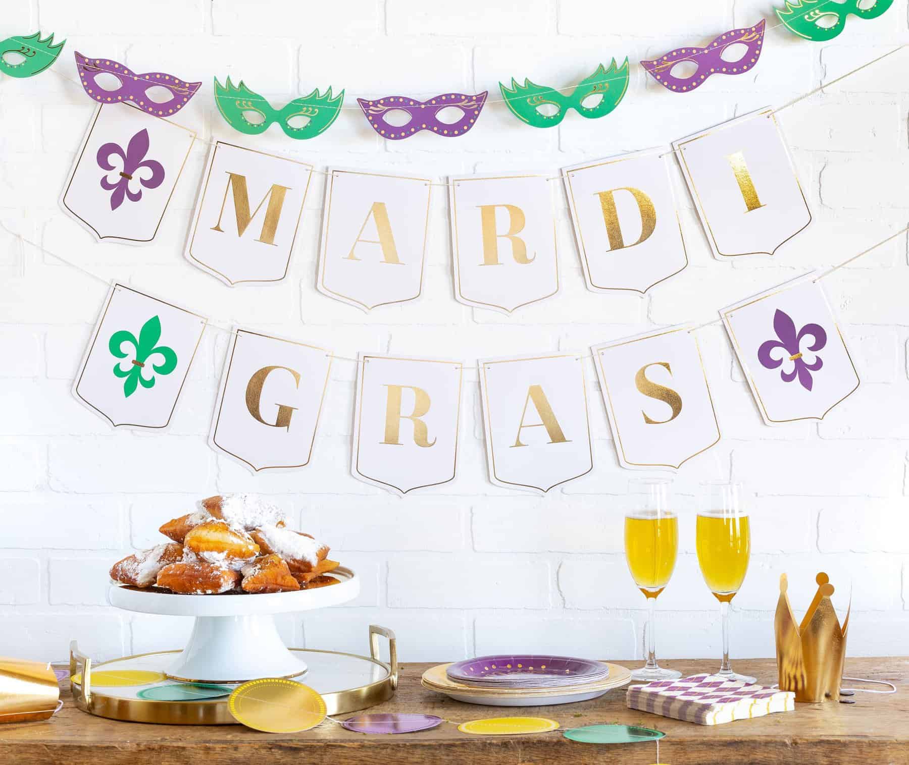 Gold Purple and Green Mardi Gras Banner