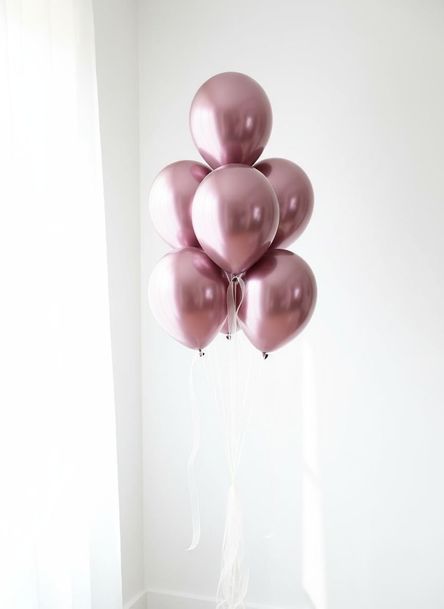 Mauve Chrome Balloon Bouquet - Lighter Version