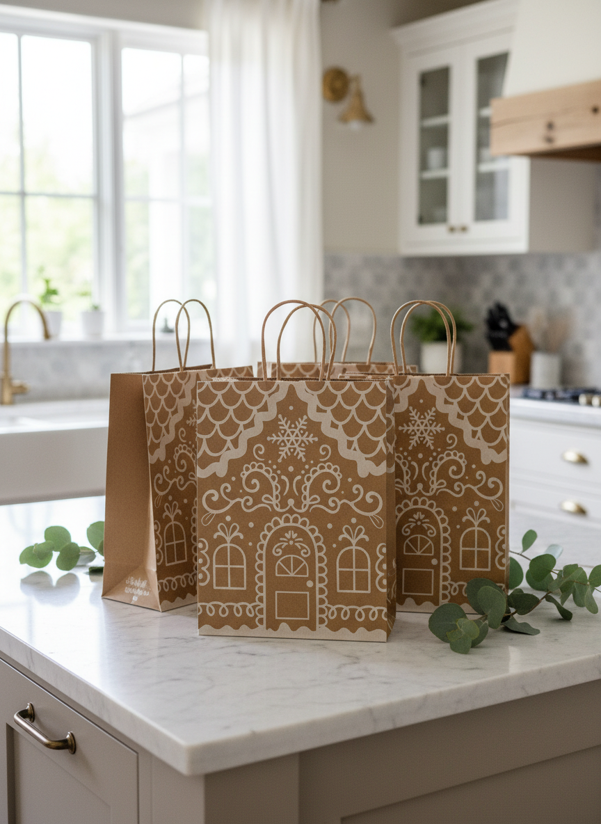 Medium Gingerbread House Gift Bag - Image 5