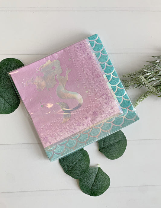 Mermaid Party Napkins - Iridescent Foil