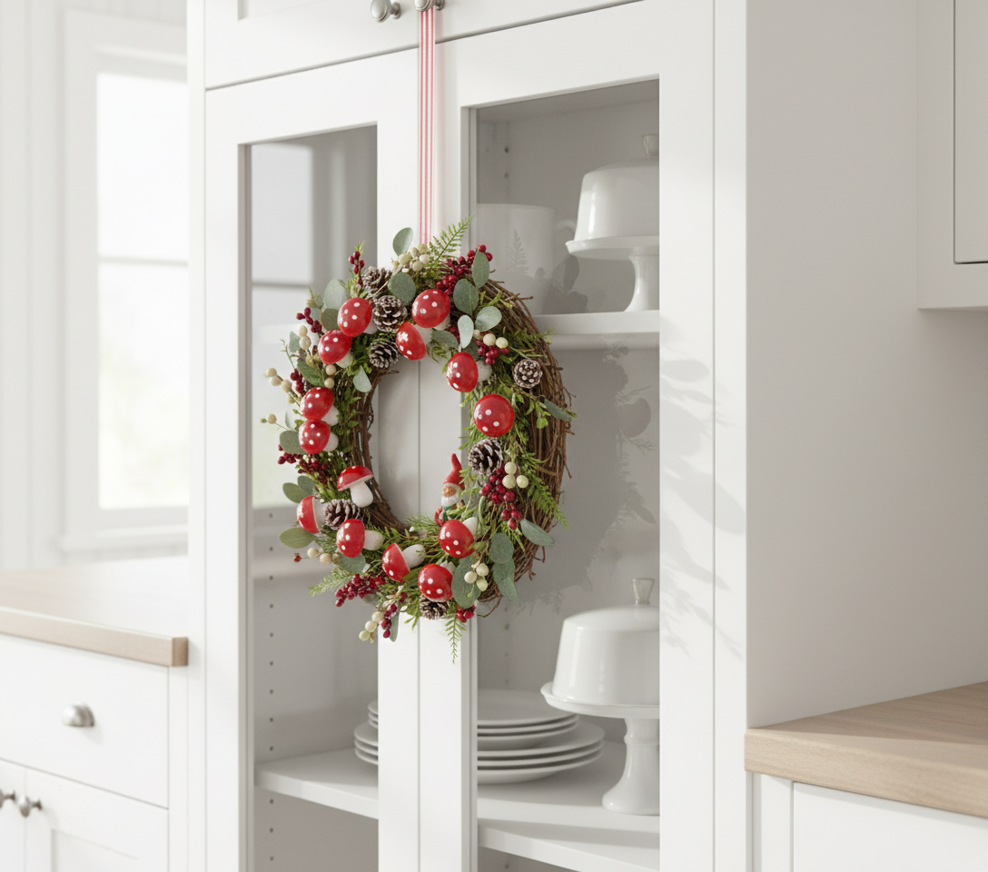 Mini Mushroom Wreath Side Angle