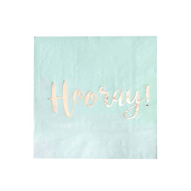 Hooray Mint and Gold paper napkins for a mermaid party