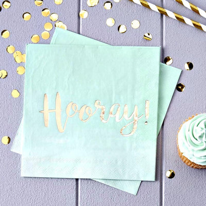 Mint and Gold Paper Plates, Napkins and Cups