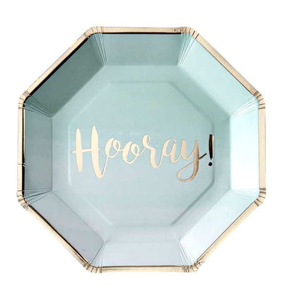 Mint and Gold Paper Plates, Napkins and Cups