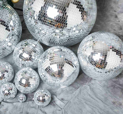 Mirrored Disco Balls - Light up Your Dance Party with Our Mirrored Foam Core Disco Balls! Get groovy with our range of sizes from 2 inches to 12 inches, perfect for hanging at your disco, birthday, or New Year's Eve bash!