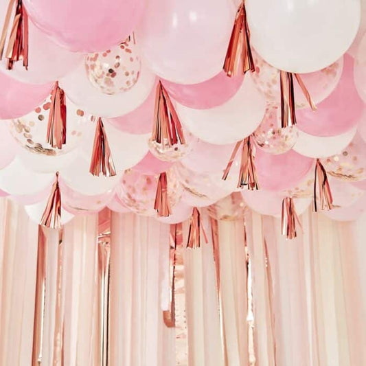 Rose gold balloon ceiling set