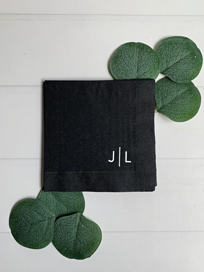 Preppy Initial Monogram Cocktail Napkins | Personalized Wedding & Hostess Gift