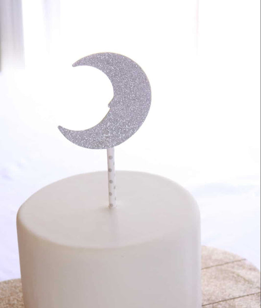 Silver Moon Cake Topper