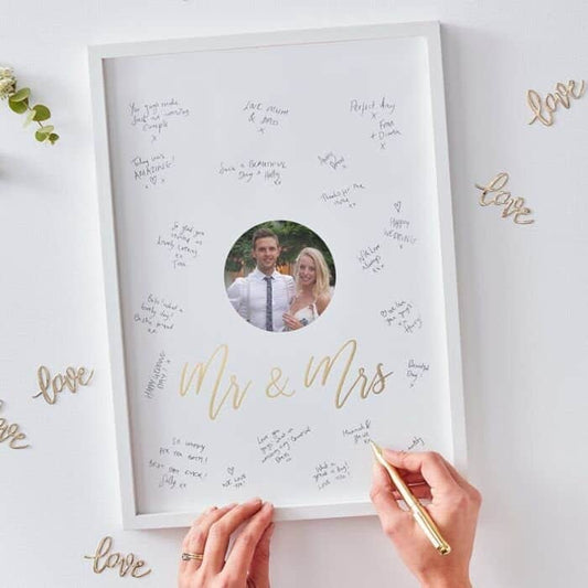 Mr and Mrs Alternative Guest book frame with photo slot.