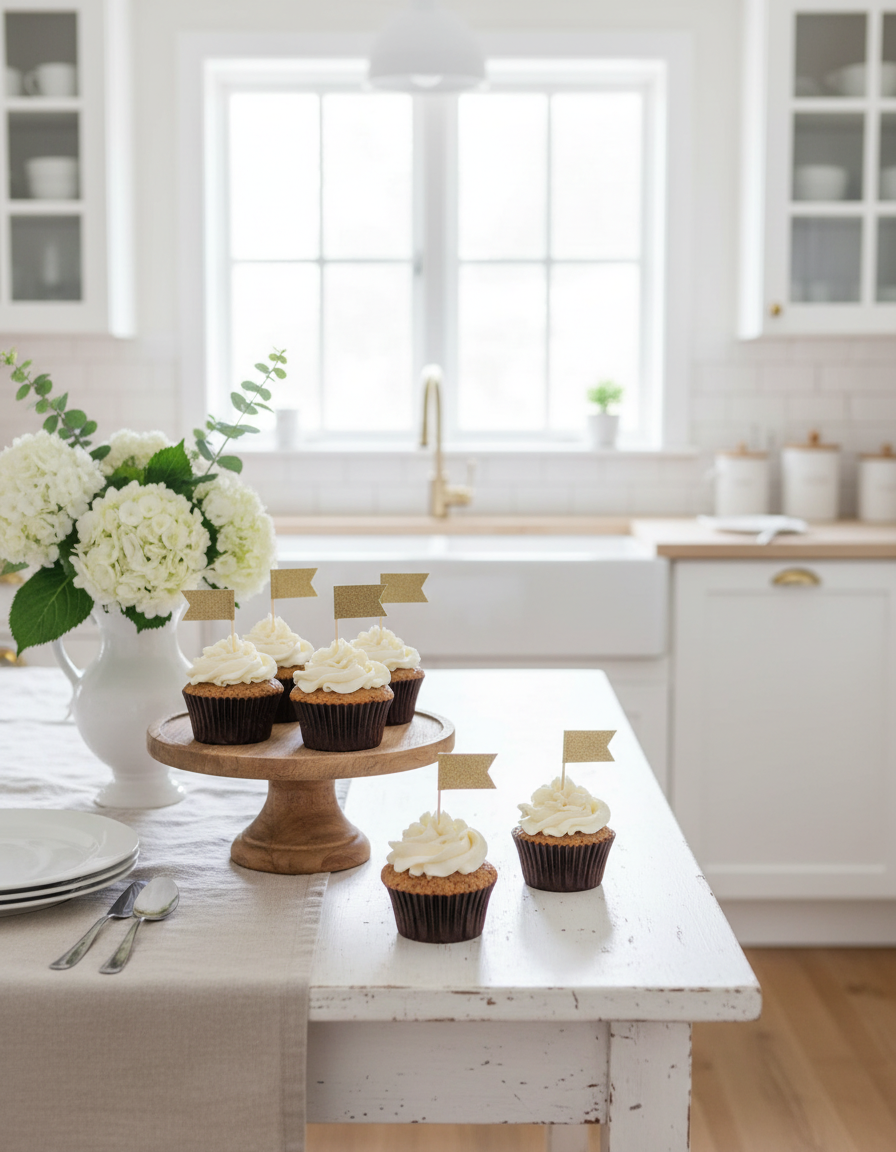 Multiple flag toppers on cupcakes