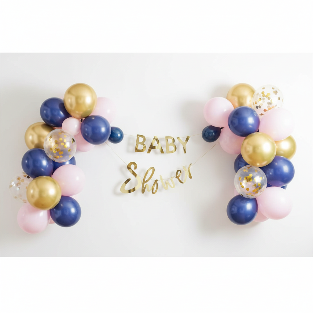 Navy Blush Gold Baby Shower Balloons