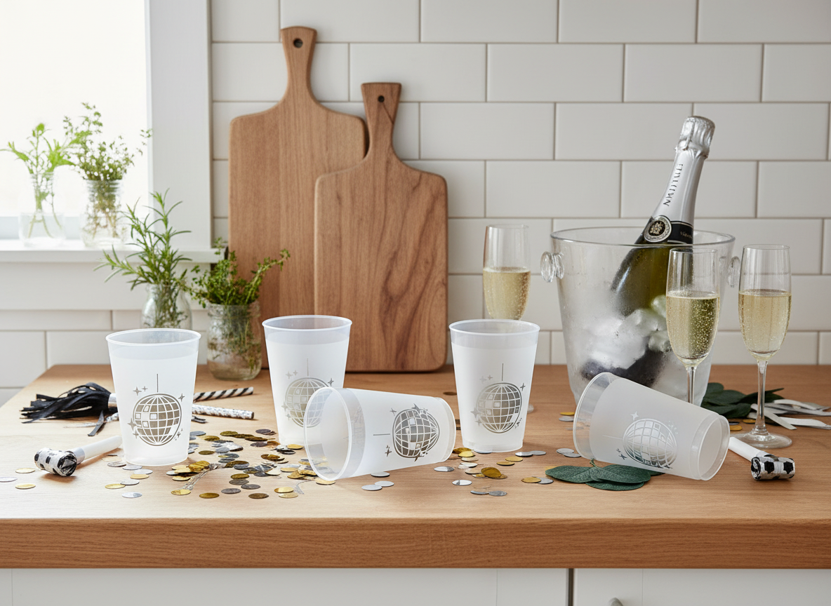 New Year's Eve disco ball cups