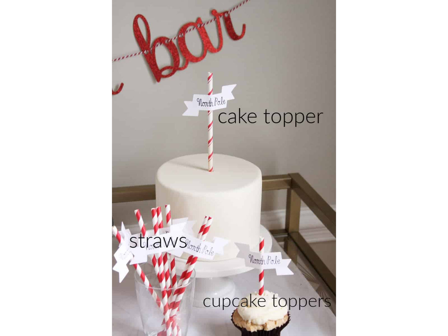 North Pole Cupcake Toppers & Straws