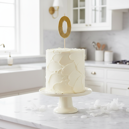 Number 0 Candle on Cake