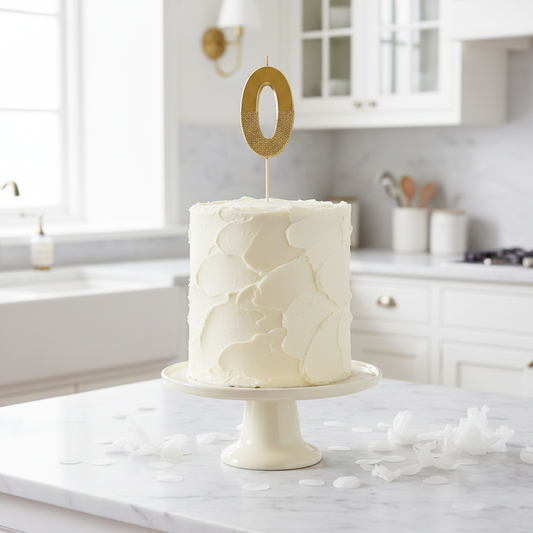 Number 0 Candle on Cake