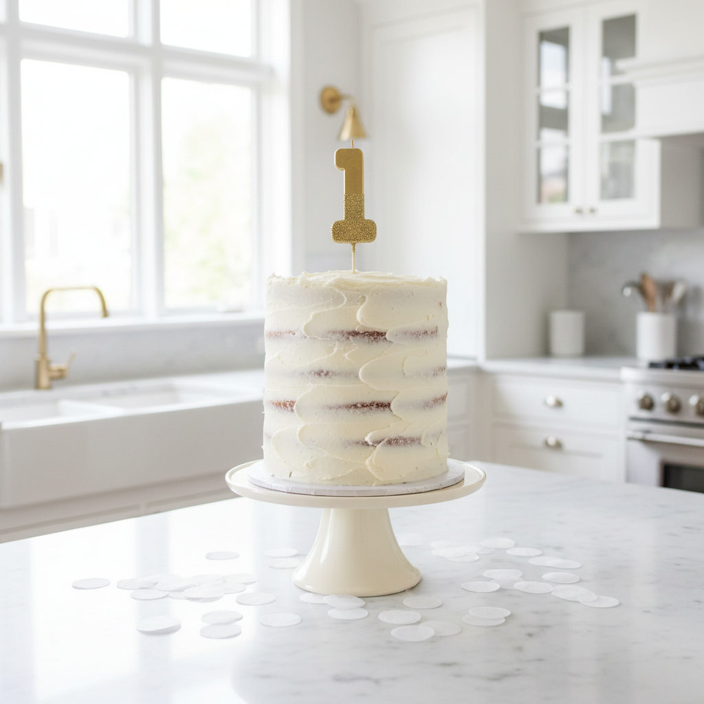 Number 1 Candle on Cake