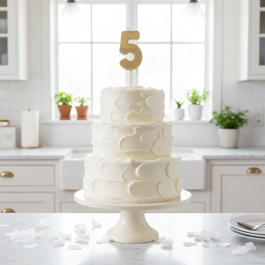 Number 5 Candle on Cake