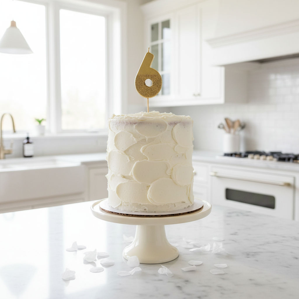 Number 6 Candle on Cake