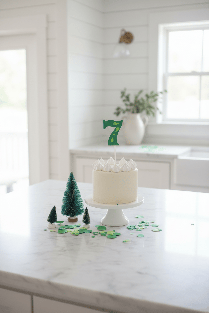 Number 7 Cake - with meringue rosettes