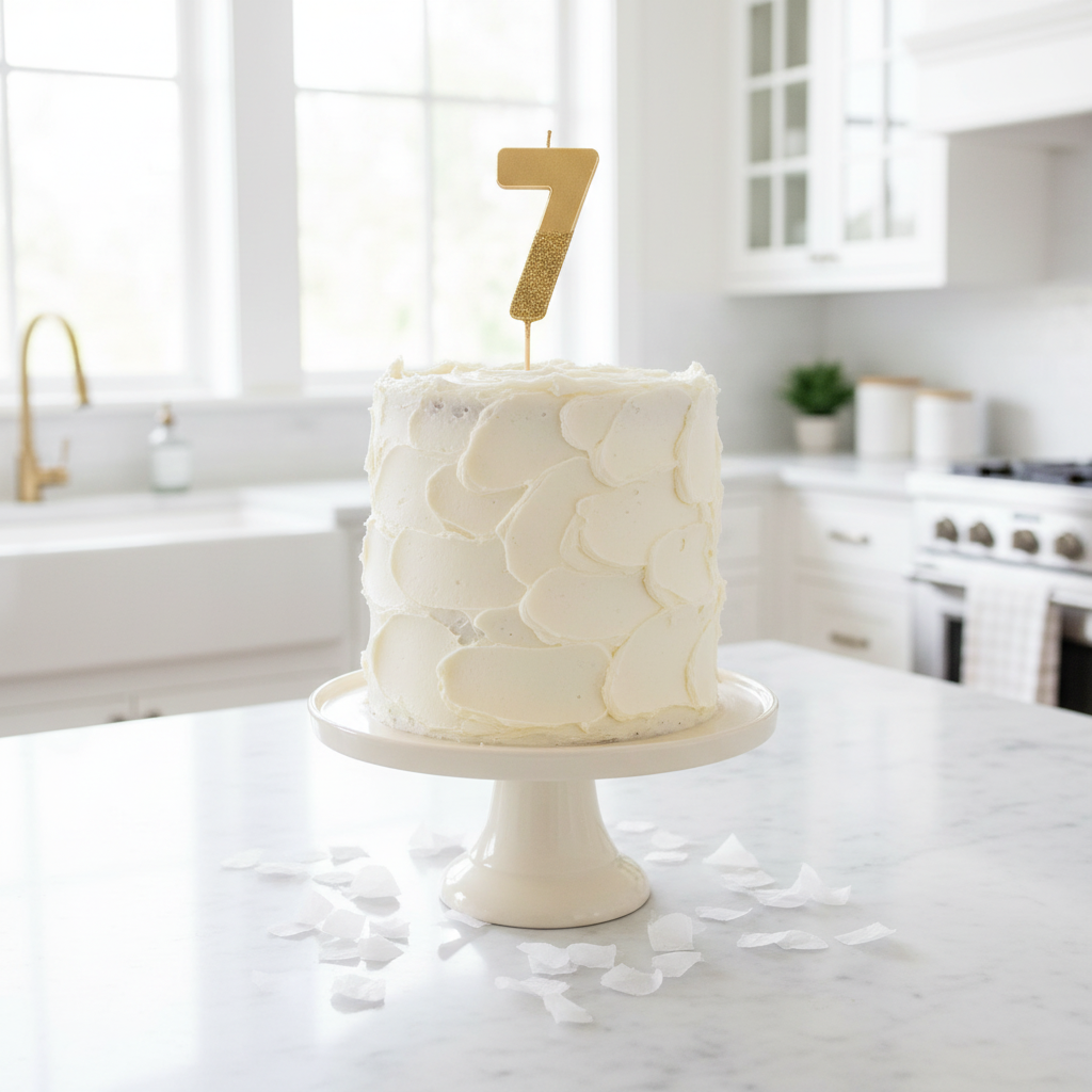 Number 7 Candle on Cake