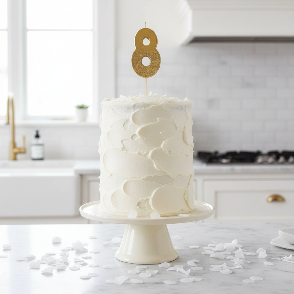 Number 8 Candle on Cake