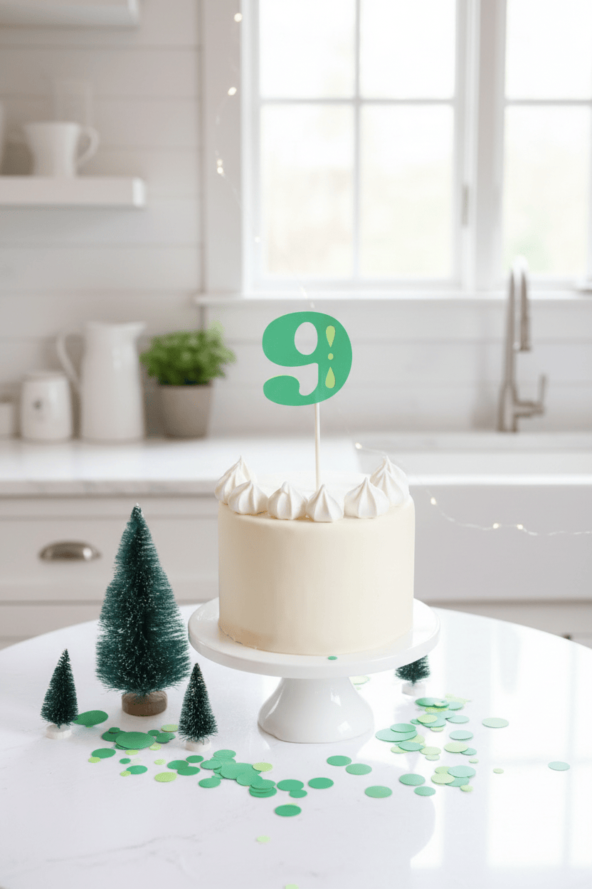 Number 9 Cake - with meringue rosettes
