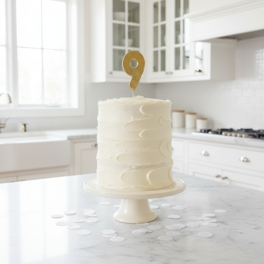 Number 9 Candle on Cake