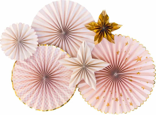 Nursery Decor - It's A Girl Blush and Gold Backdrop Fans and Stars