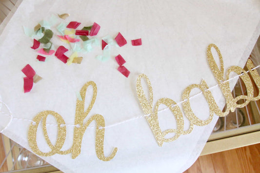 Oh Baby Banner in Silver or Gold