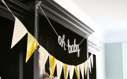 Oh Baby Banner in Silver or Gold