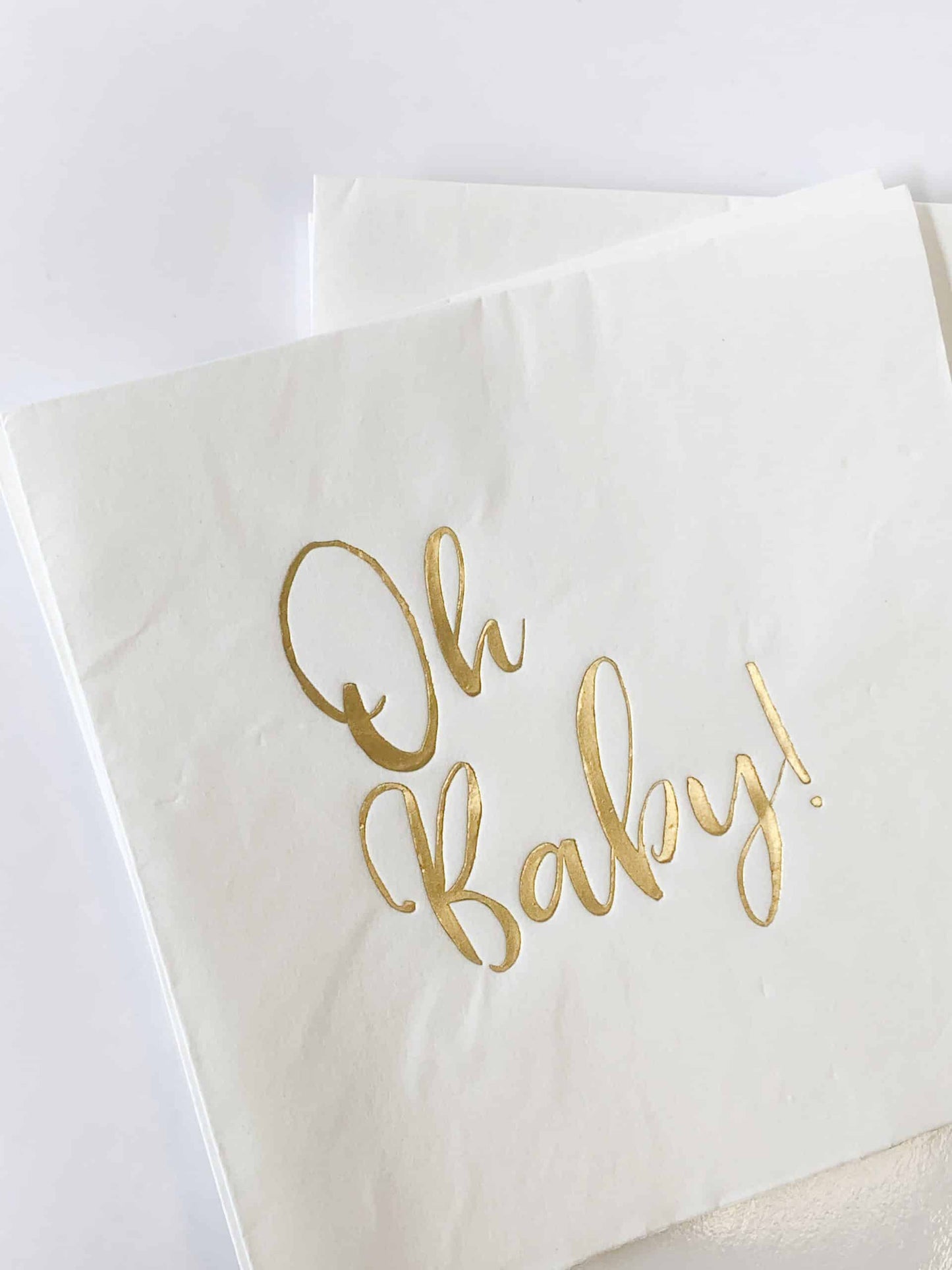 Oh Baby Napkins, Luncheon Gold on White
