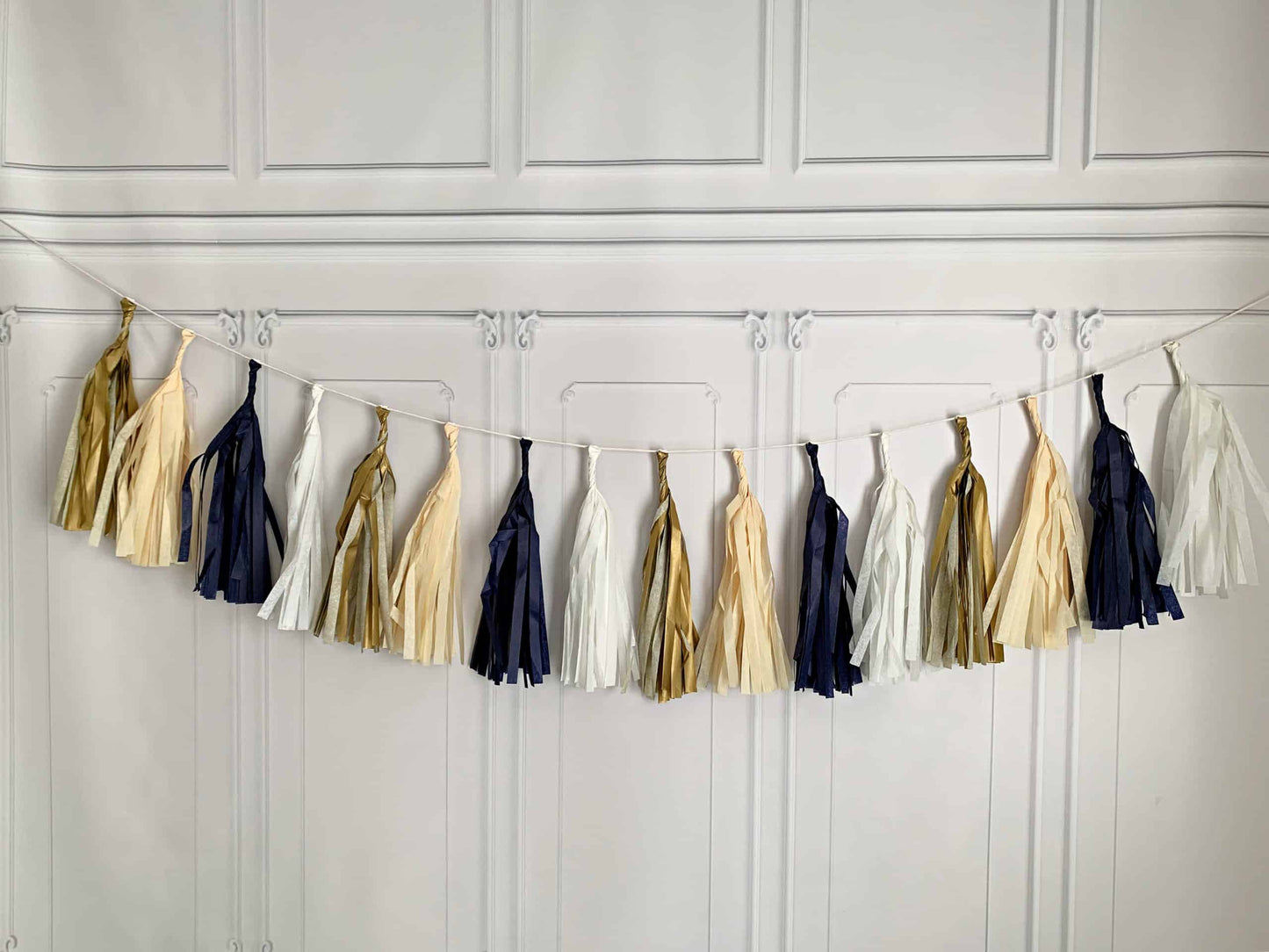 Oh Boy Gold and Navy Tassel Garland