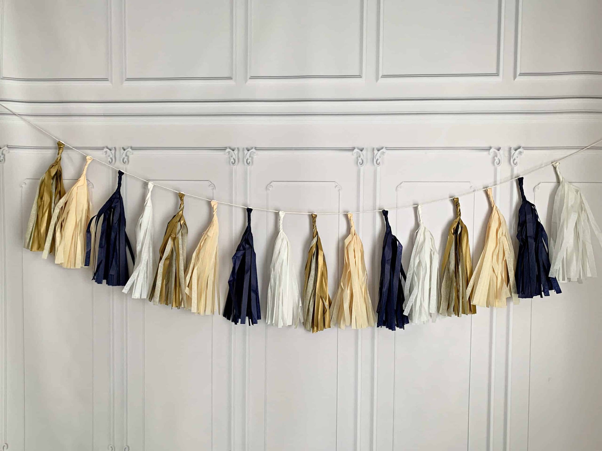 Oh Boy Gold and Navy Tassel Garland