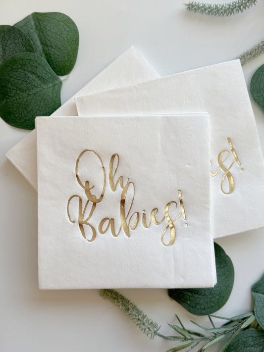 Oh Babies Gold Foil Cocktail Napkins - Misprint Great Value
