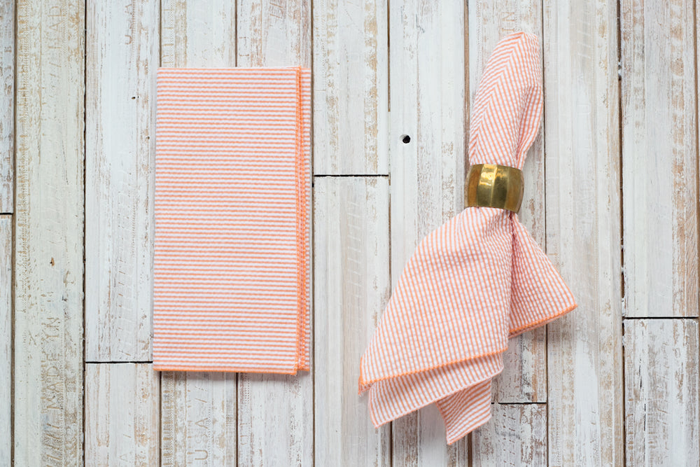 Seersucker Everyday Napkins 18 Inch Set of 4 - Colorful Reusable Cloth Napkins No Ironing Needed