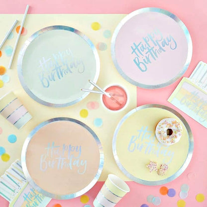 Pastel Happy Birthday Plates