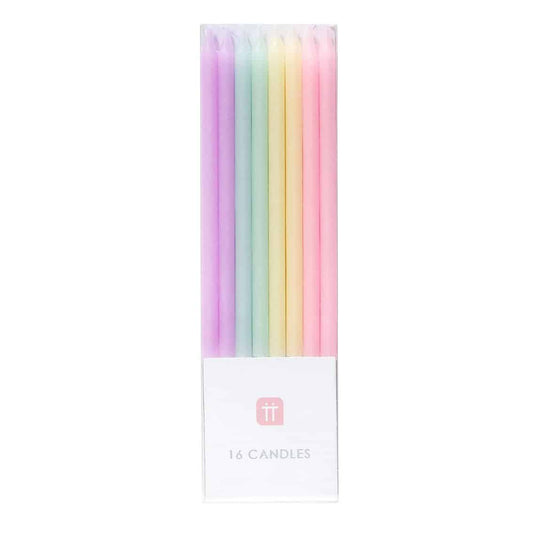 Pastel Rainbow Birthday Candles - Tall and Skinny
