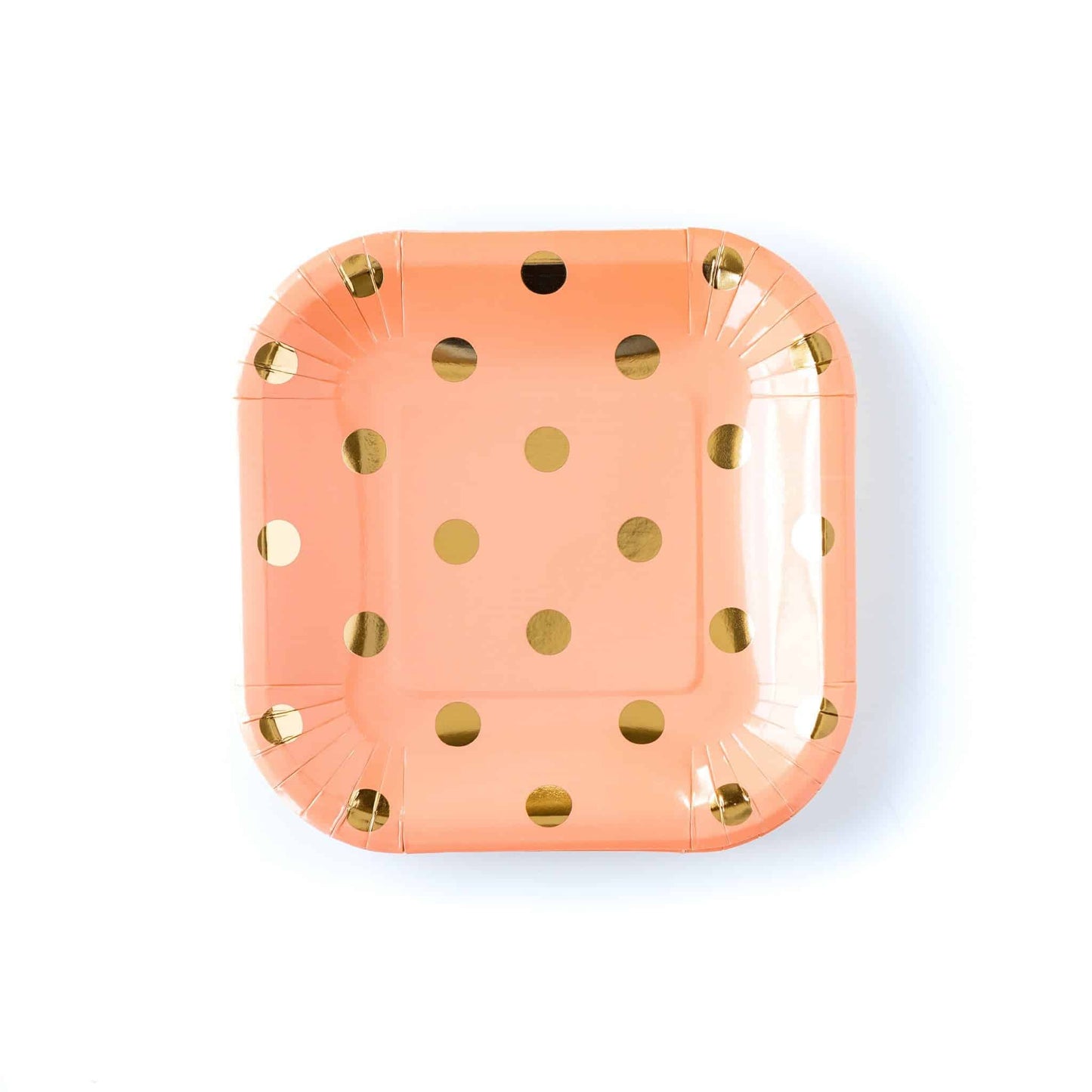Peach with Gold Polka Dot Paper Plates