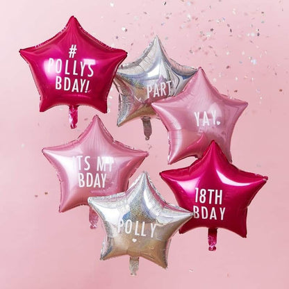 Personalized Balloon Kit - Set of 6 Star Balloons & Stickers