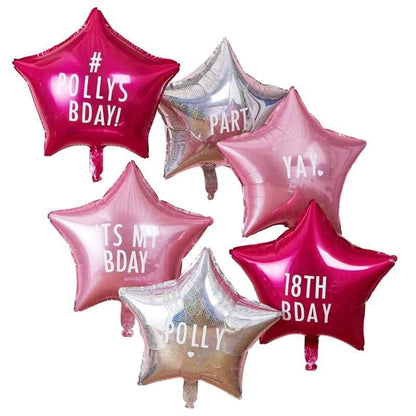 Personalized Balloon Kit - Set of 6 Star Balloons & Stickers