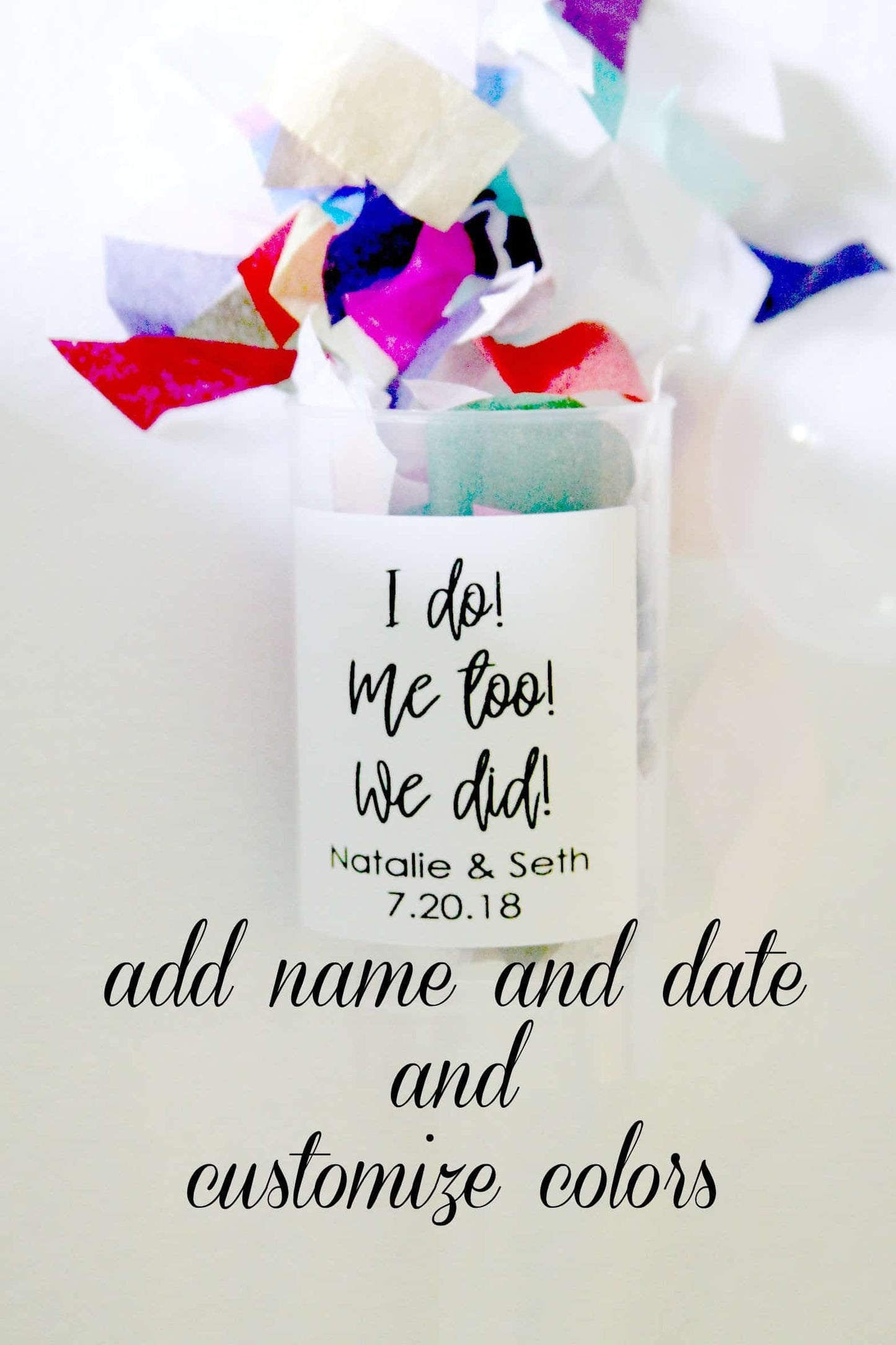 Personalized Elopement Confetti Poppers - Set of 10