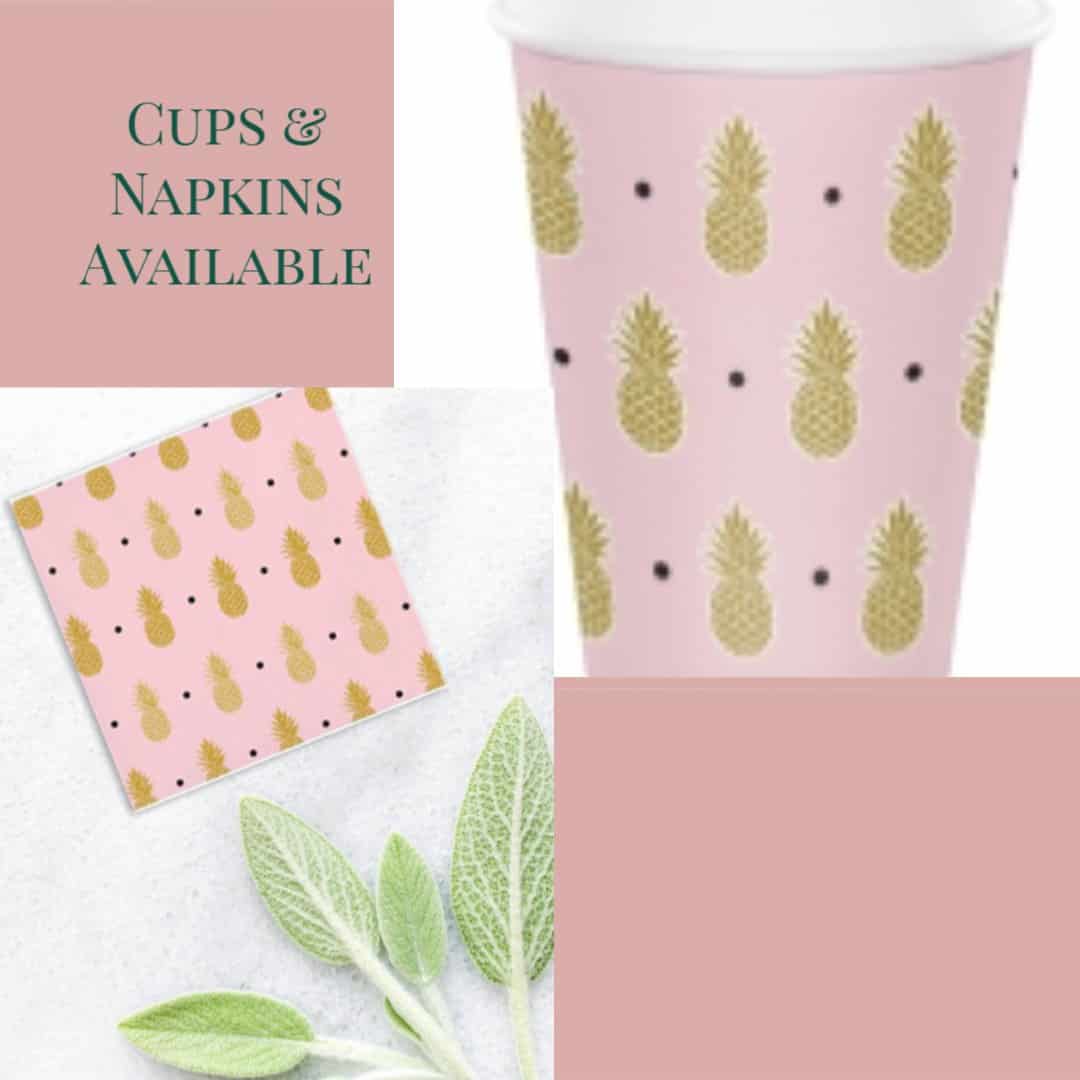 Pineapple Cocktail Napkins & Cups - Pink and Gold