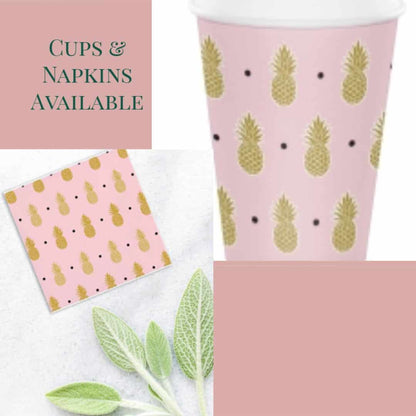 Pineapple Cocktail Napkins & Cups - Pink and Gold