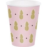 Gold pineapples on a blush background - tropical party supplies
