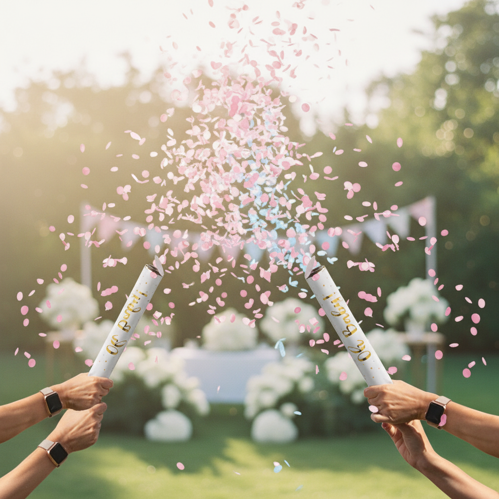 Pink confetti cannon outdoor 2